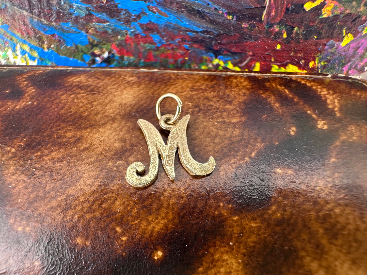 9ct Yellow Gold Cursive M initial Charm