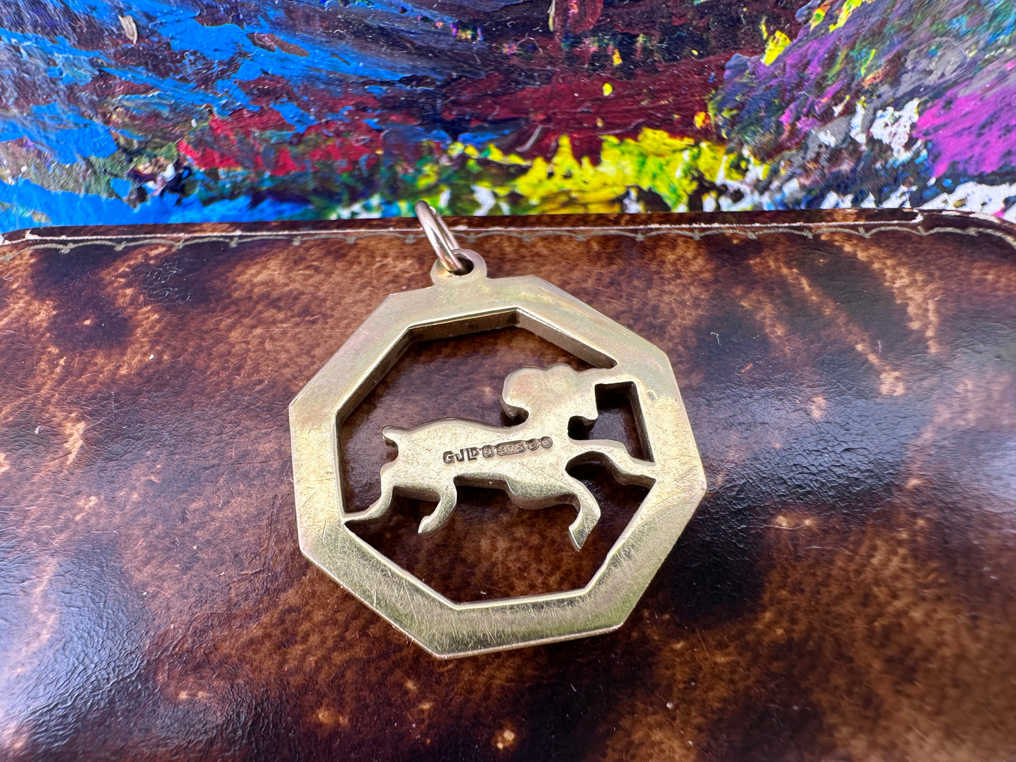 Vintage 9ct Gold Octagonal Aries Pendant