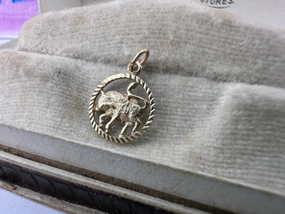 9ct Taurus Charm with engine turned frame