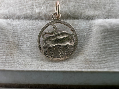 9ct Taurus Charm with engine turned frame