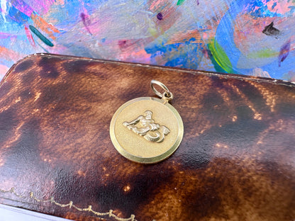Vintage 9ct Gold Round Aquarius charm
