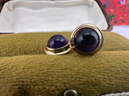 9ct Cabochon Amethyst Round Studs