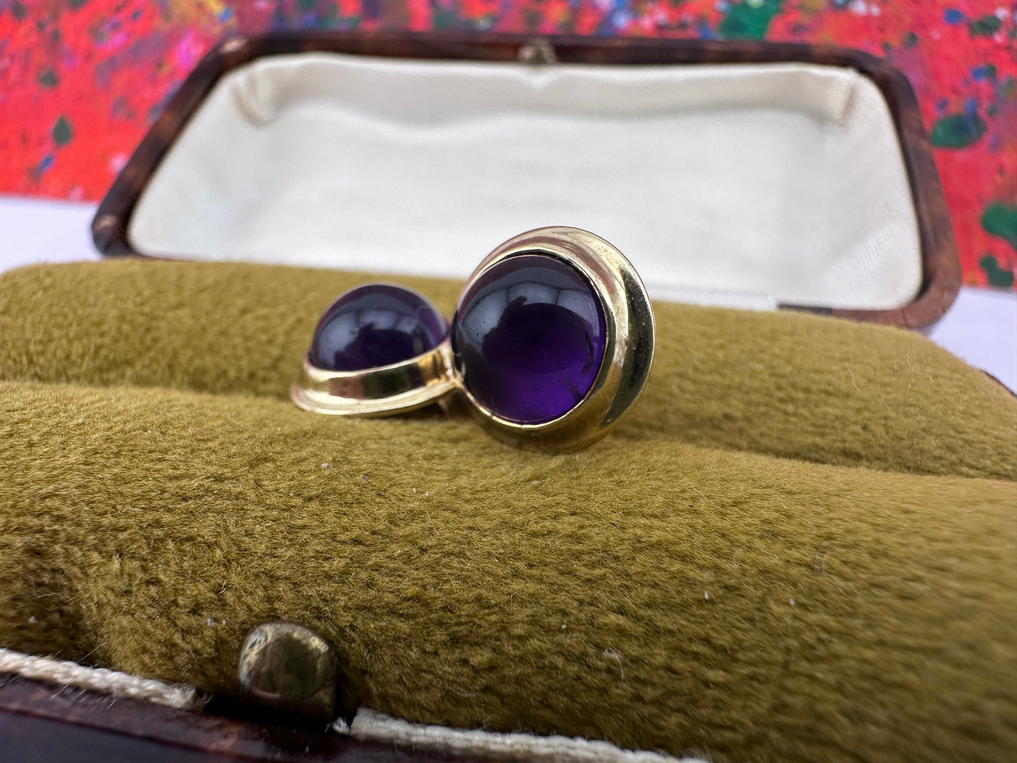9ct Cabochon Amethyst Round Studs