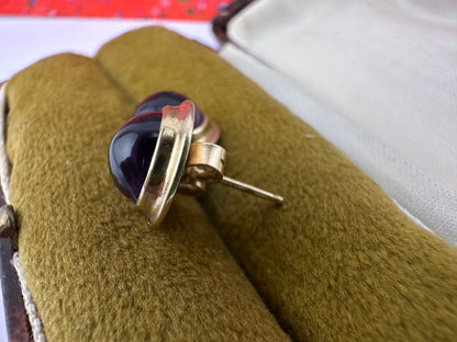 9ct Cabochon Amethyst Round Studs