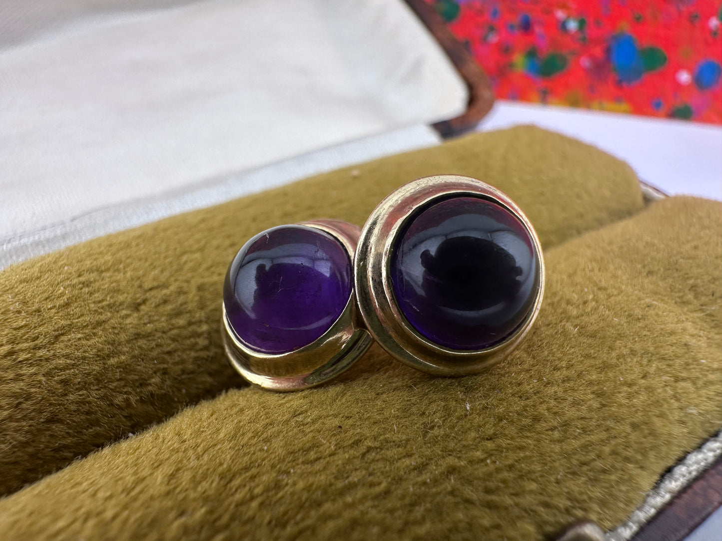 9ct Cabochon Amethyst Round Studs
