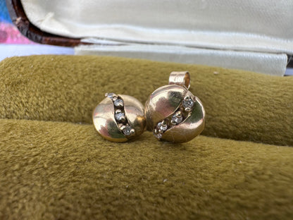 9ct Gold Round studs with diamond accents