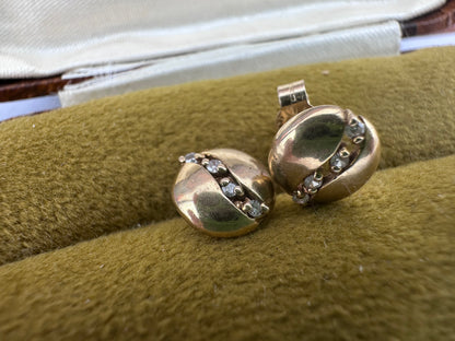 9ct Gold Round studs with diamond accents