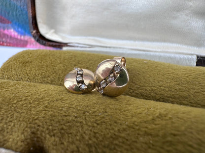 9ct Gold Round studs with diamond accents