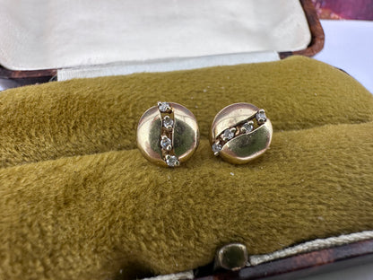 9ct Gold Round studs with diamond accents