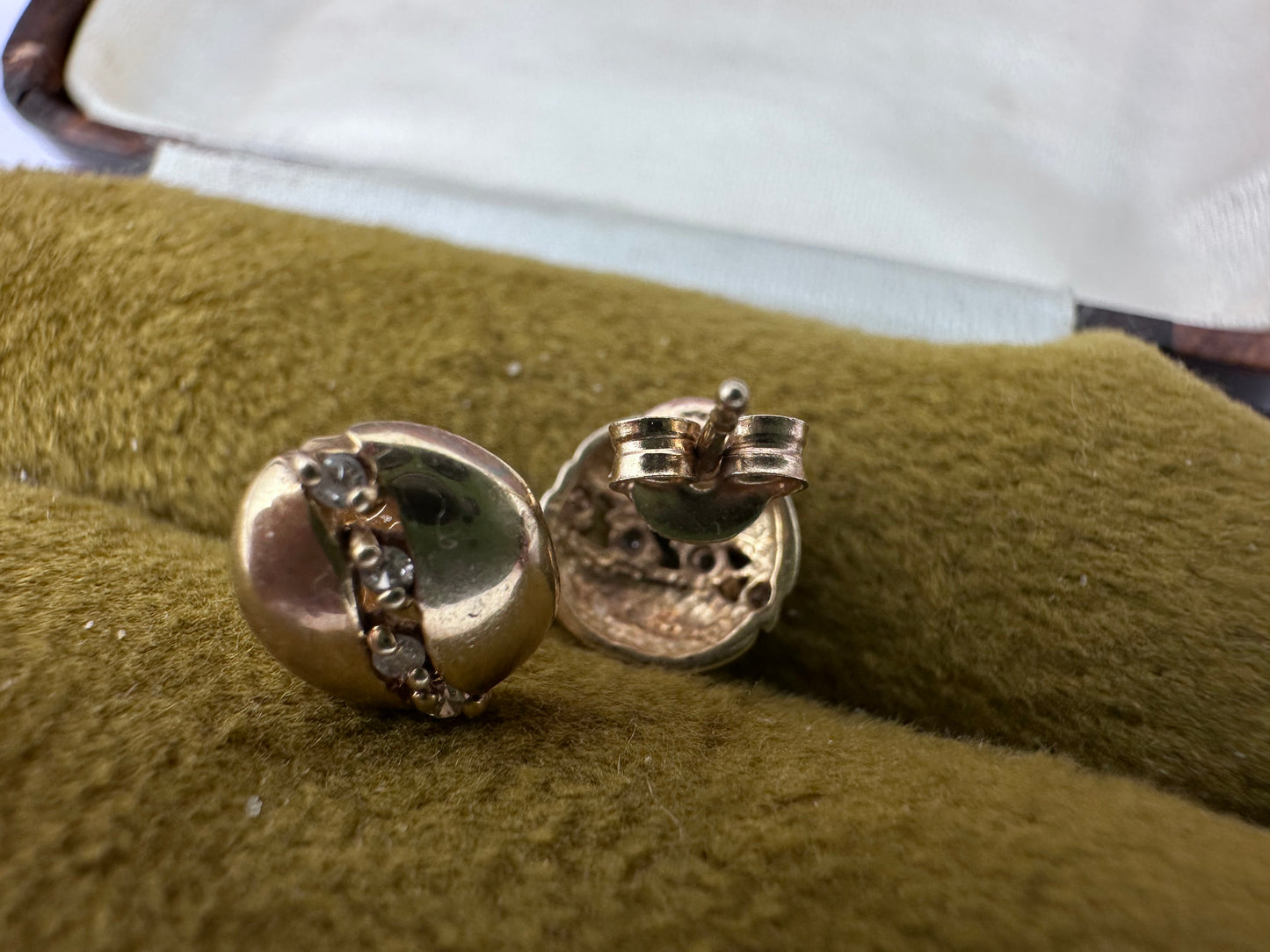 9ct Gold Round studs with diamond accents