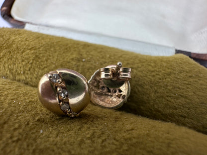 9ct Gold Round studs with diamond accents