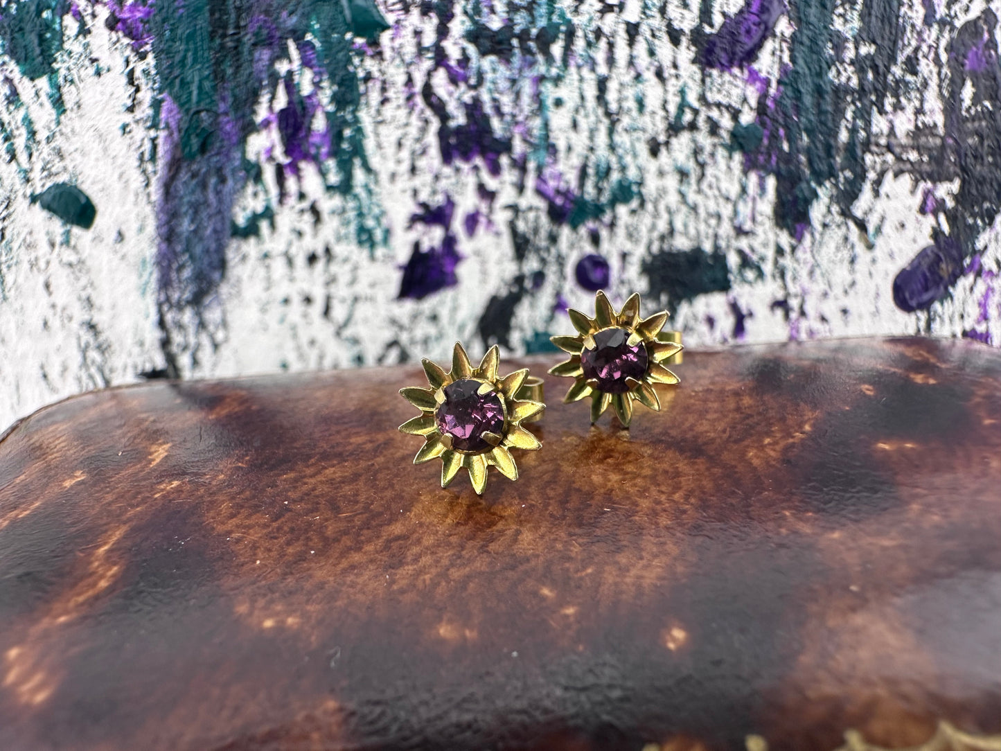 9ct Amethyst Flower Studs