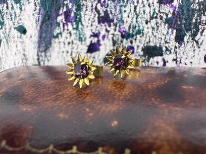 9ct Amethyst Flower Studs