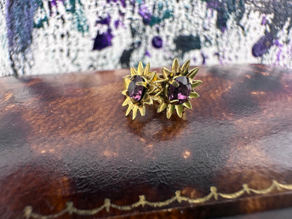 9ct Amethyst Flower Studs