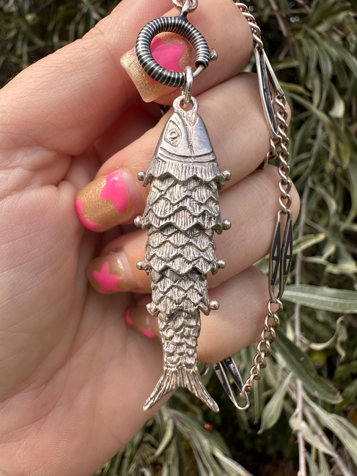 Sterling Silver Articulated fish with bobbles