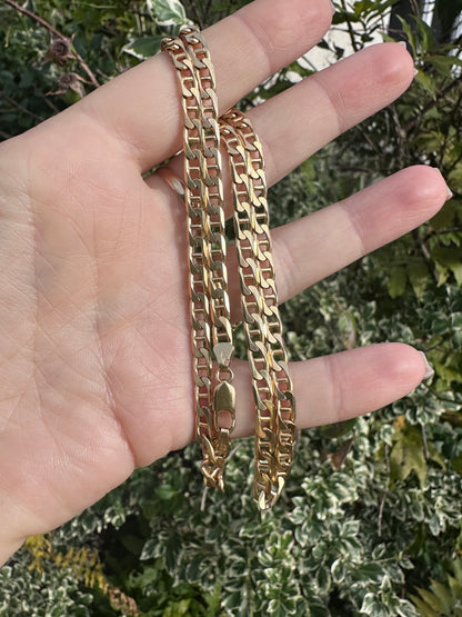 Vintage 9ct Yellow Gold UnoAerre Flat Mariner Chain