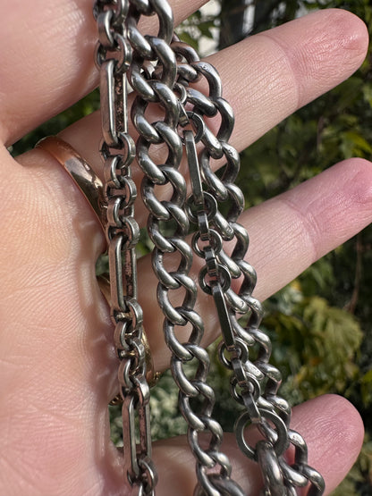 Sterling Silver Curb Chain and Paperclip Chain with XL Bolt Clasp