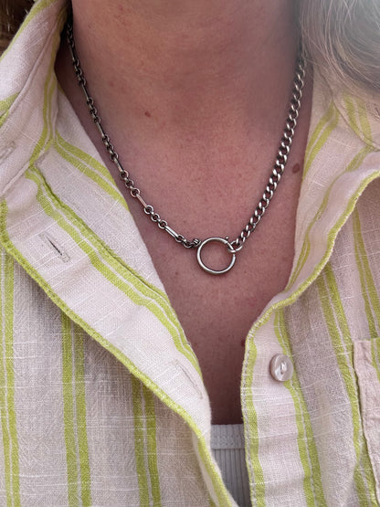 Sterling Silver Curb Chain and Paperclip Chain with XL Bolt Clasp
