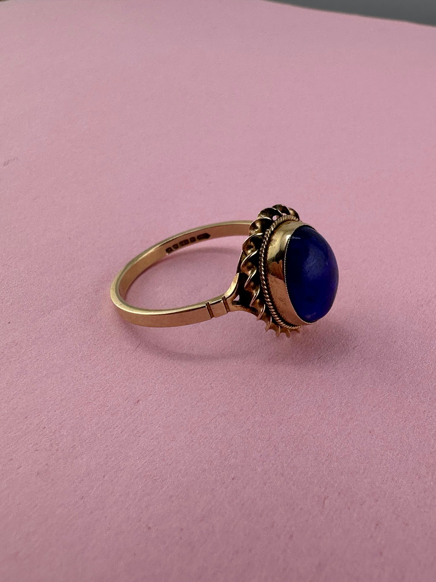 Vintage 9ct Lapis Lazuli Solitaire ring