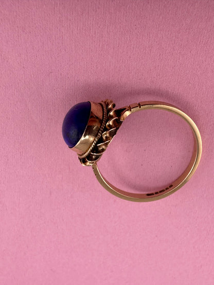 Vintage 9ct Lapis Lazuli Solitaire ring