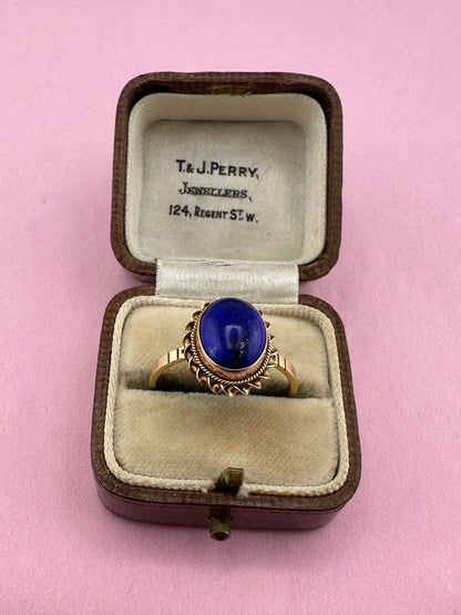 Vintage 9ct Lapis Lazuli Solitaire ring