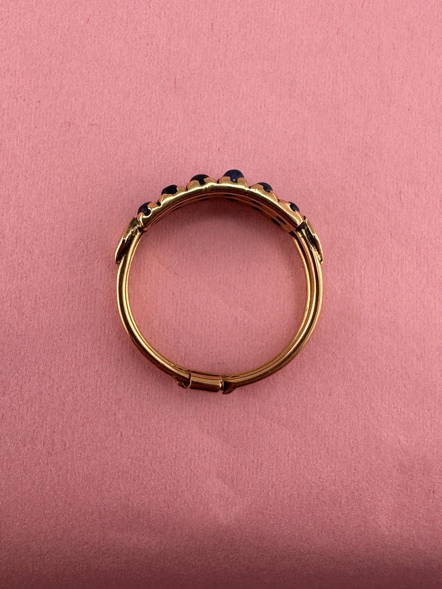 Vintage 9ct Gold Sapphire Cabochon double ring