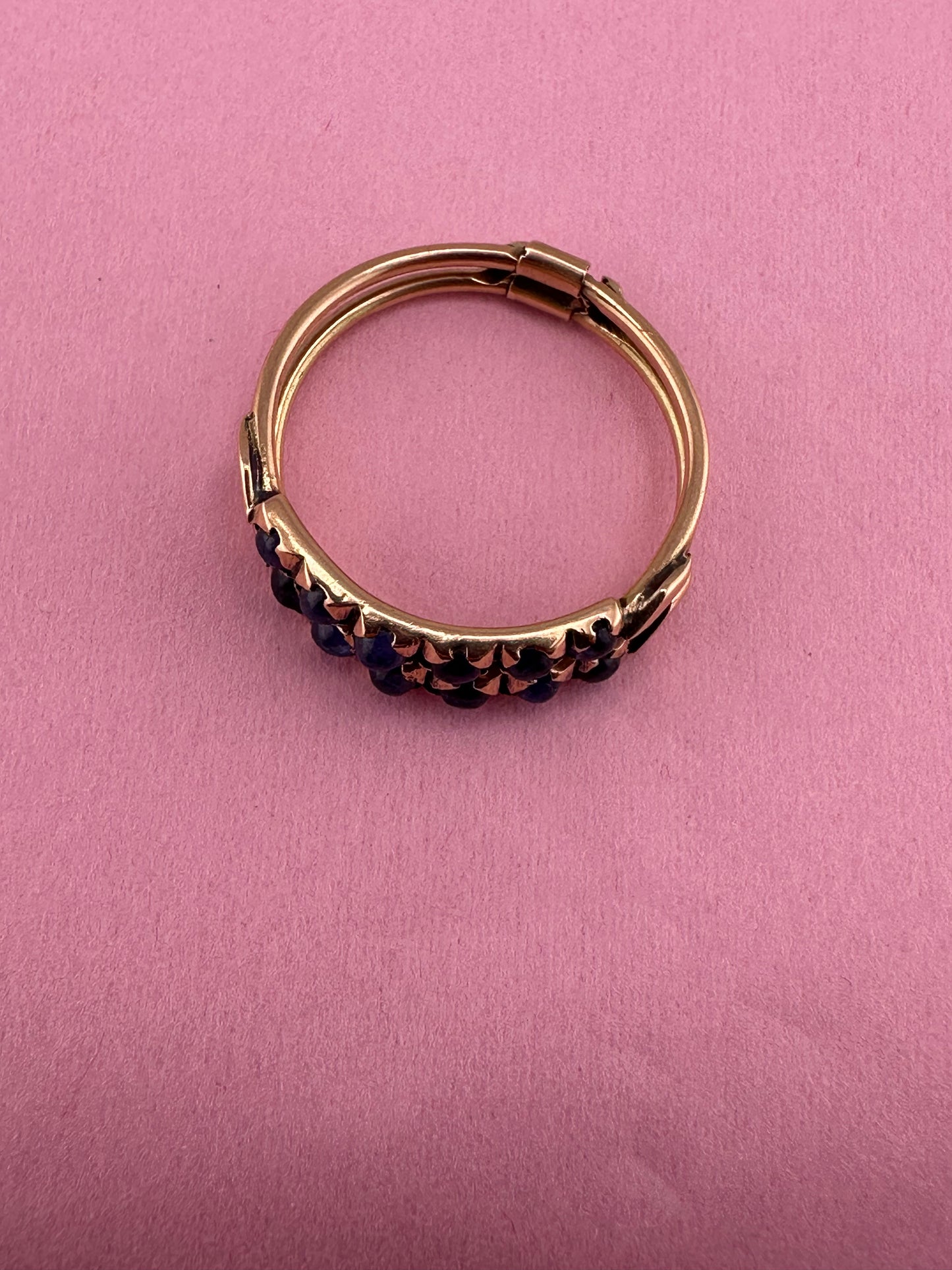 Vintage 9ct Gold Sapphire Cabochon double ring