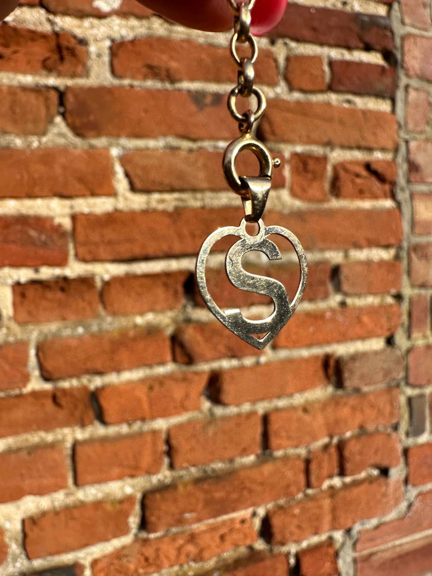 9ct Heart shaped initial S Charm pendant