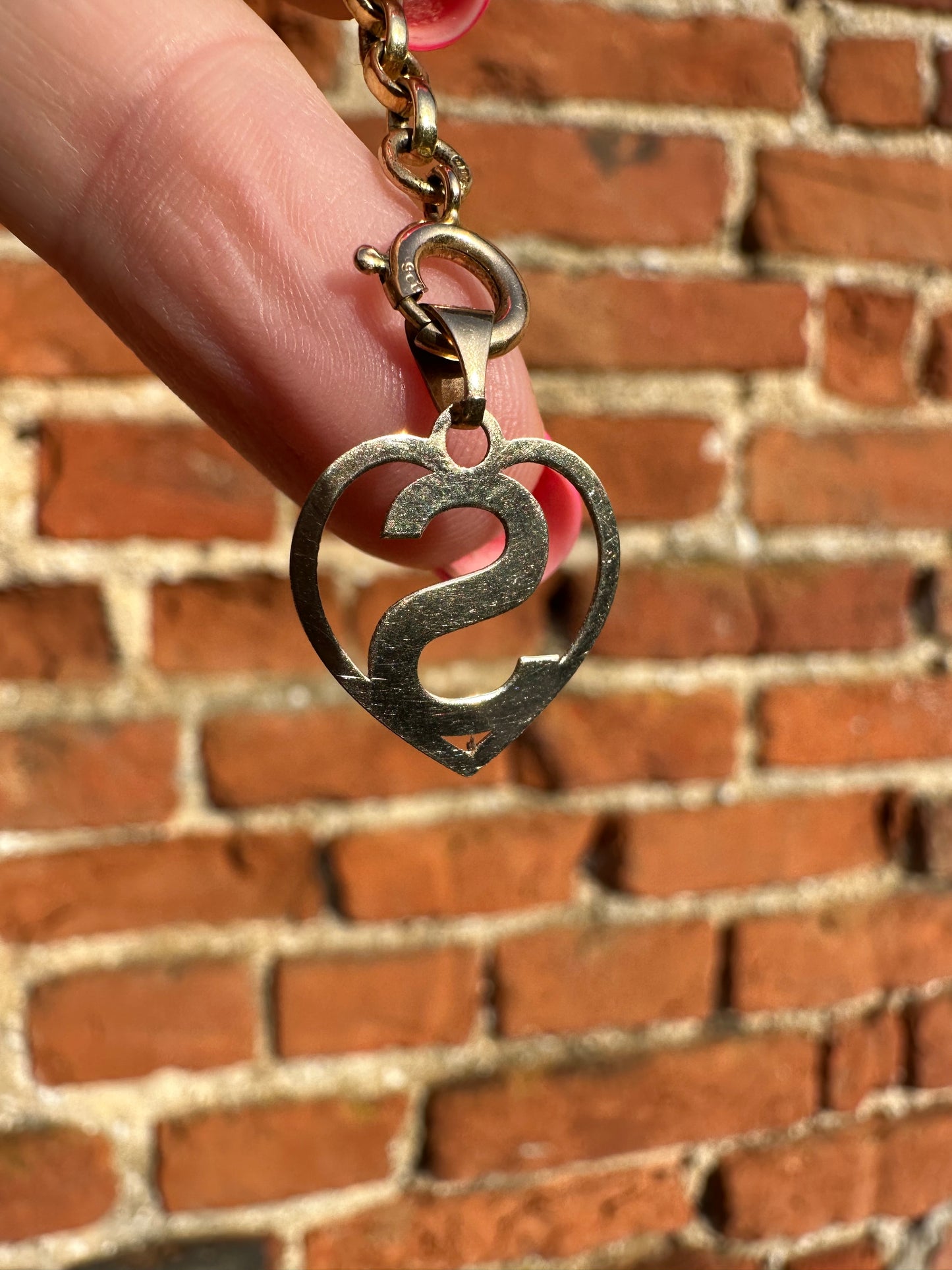 9ct Heart shaped initial S Charm pendant