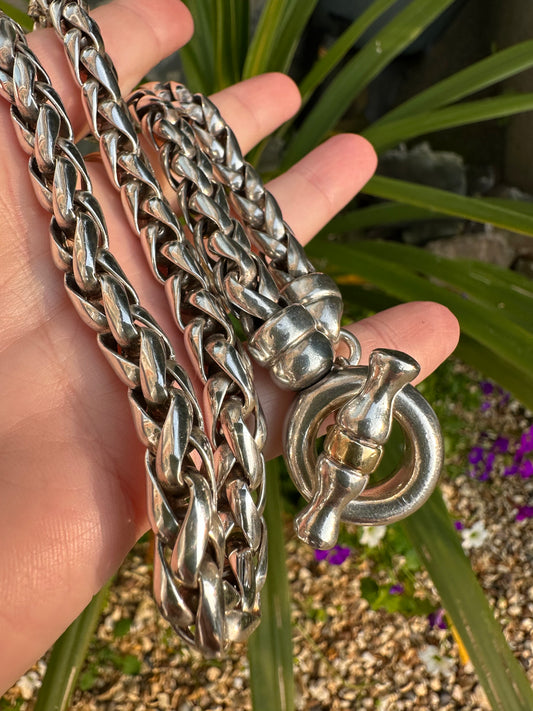 Reserved Soula- Sterling Silver Giant Spiga chain with 18ct detailing