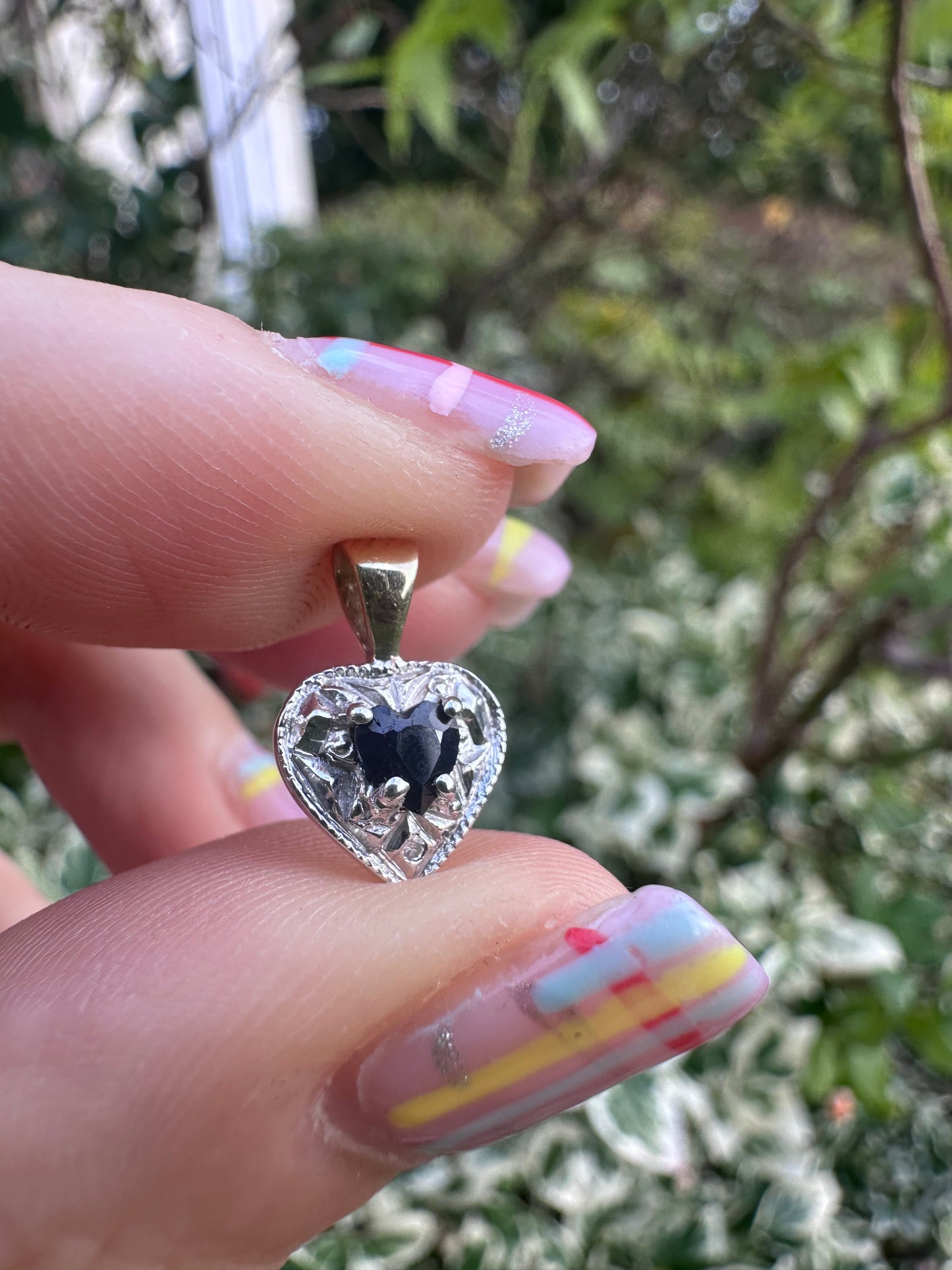 9ct Sapphire and diamond heart charm