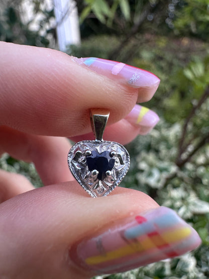 9ct Sapphire and diamond heart charm