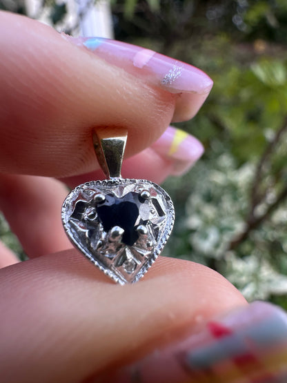9ct Sapphire and diamond heart charm