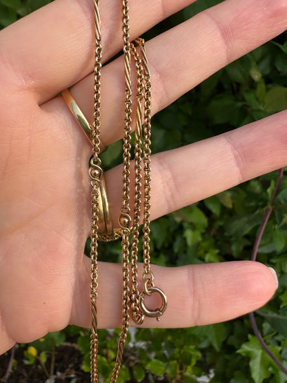 Antique 15ct Rose Gold Cable chain with Infinity Ball links and twisted bar links, plus a bolt clasp. 7.71g