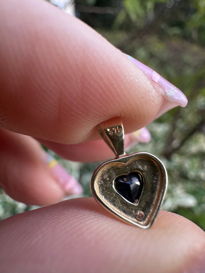 9ct Sapphire and diamond heart charm