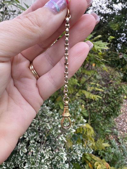 9ct gold popcorn link extender with dog clip