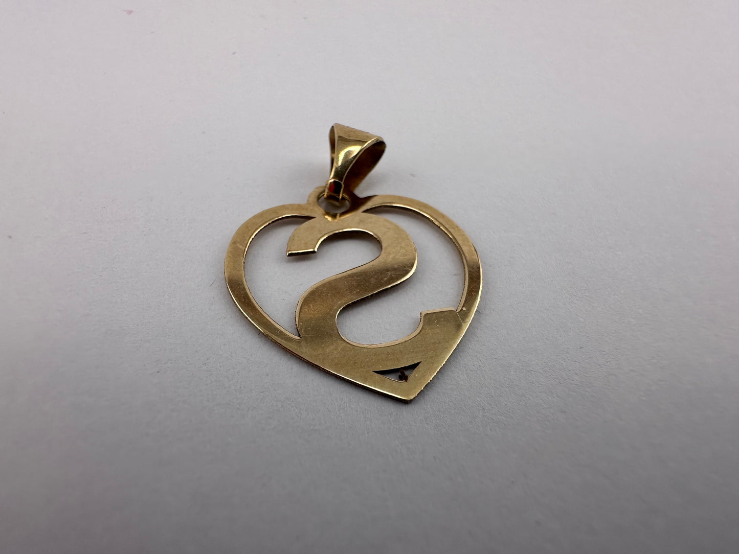 9ct Heart shaped initial S Charm pendant