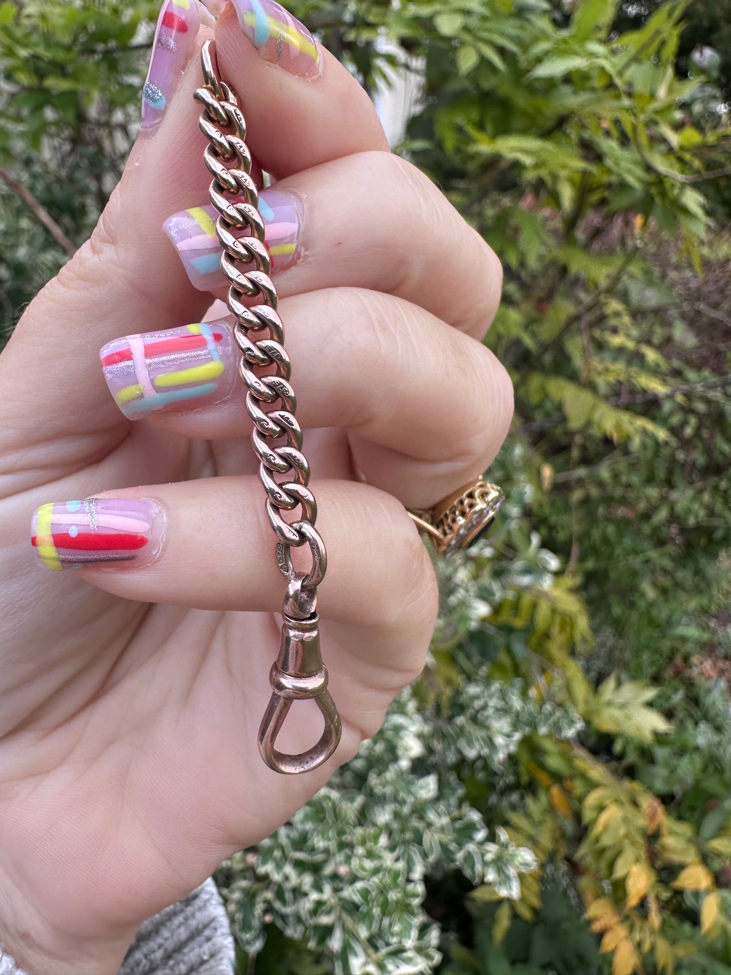 9ct Rose Gold curb extender with dog clip