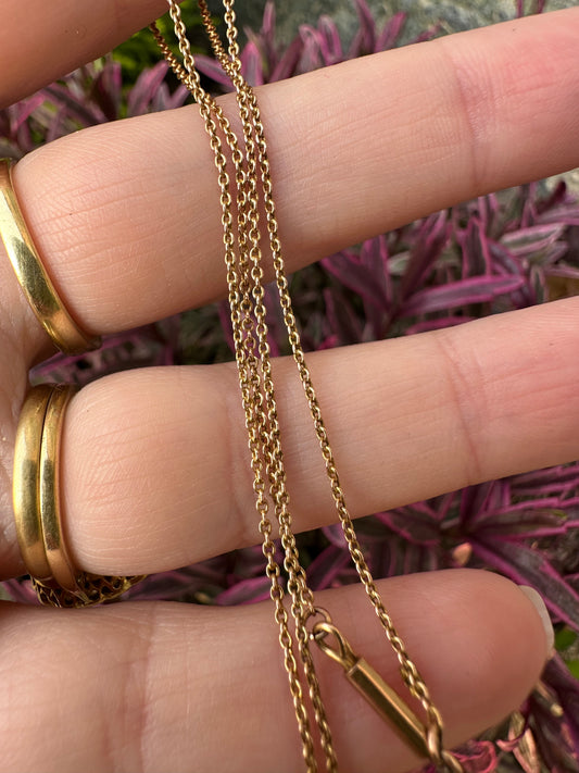 Antique 9ct Rose Gold fine cable chain with barrel clasp