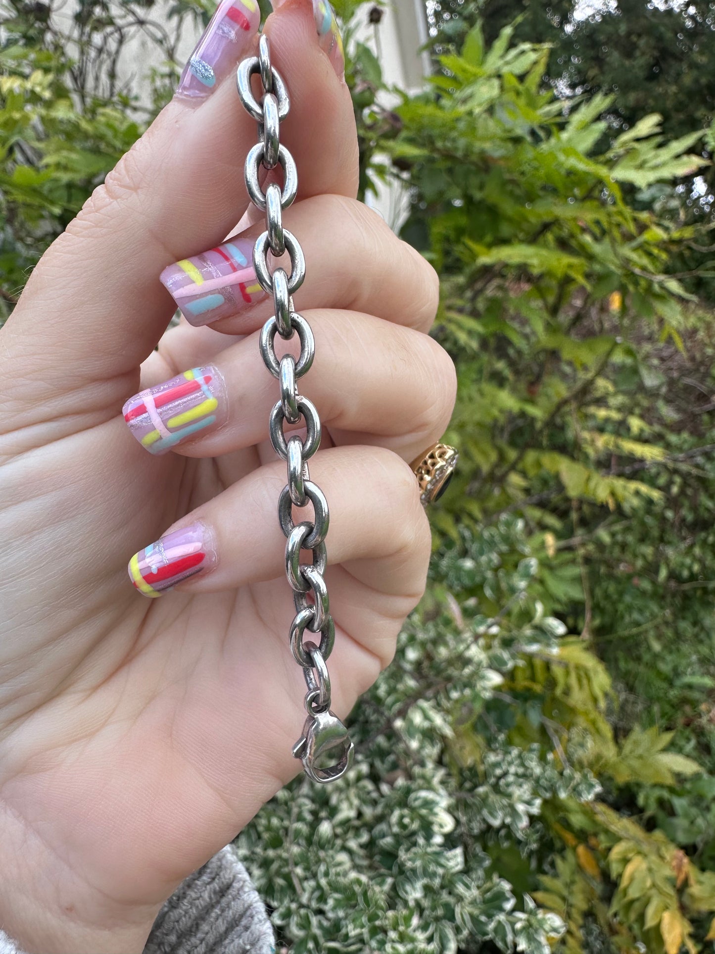 Sterling silver cable link extender with large lobster clasp