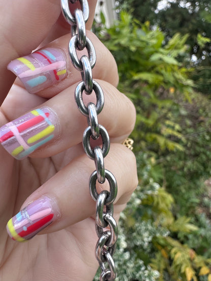 Sterling silver cable link extender with large lobster clasp