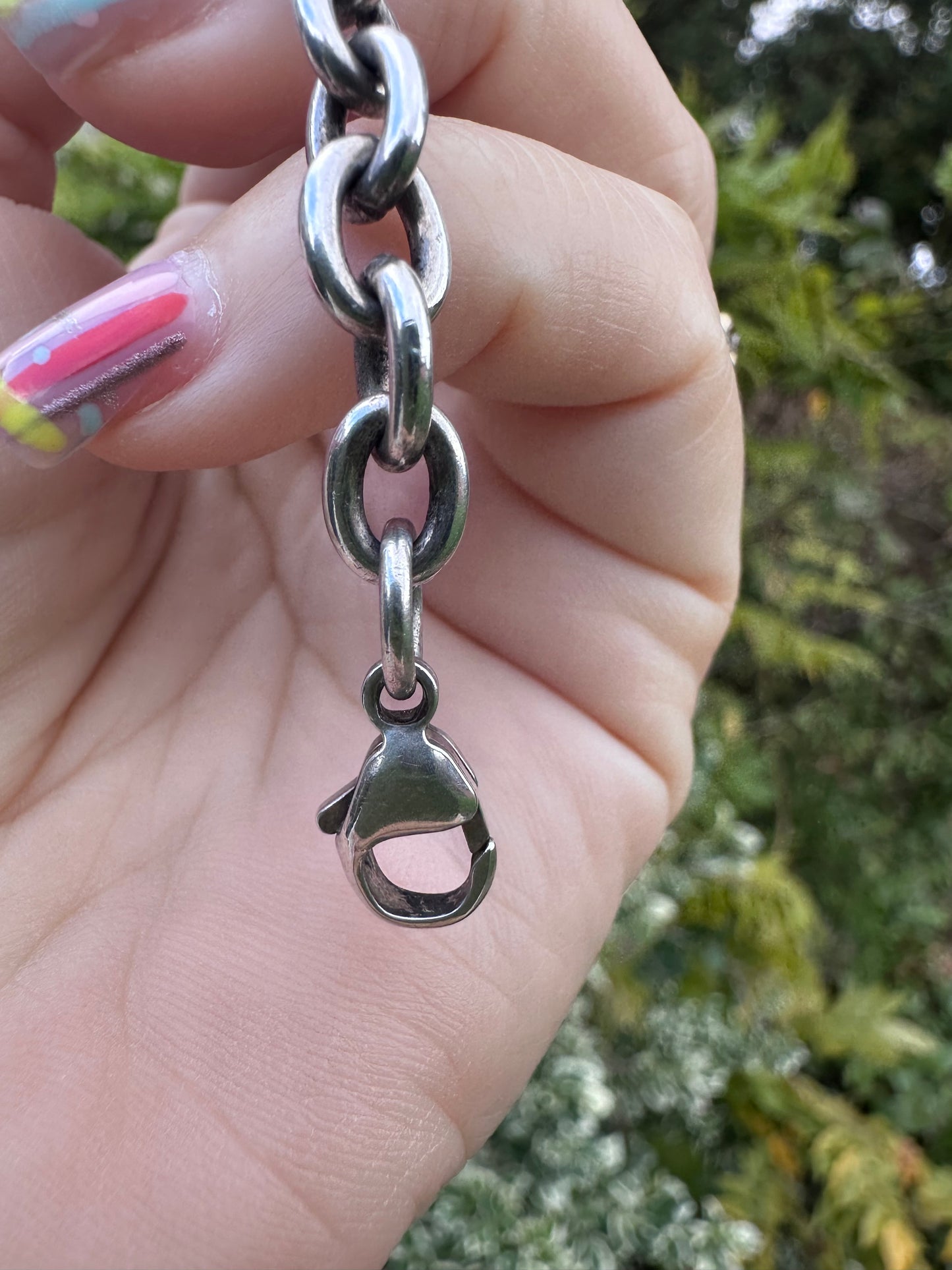 Sterling silver cable link extender with large lobster clasp