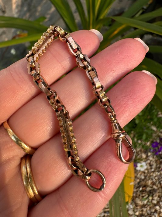 Antique 9ct Rose Gold fancy link extender, with dog clip