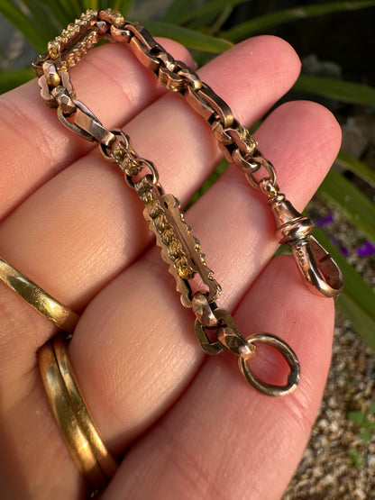Antique 9ct Rose Gold fancy link extender, with dog clip