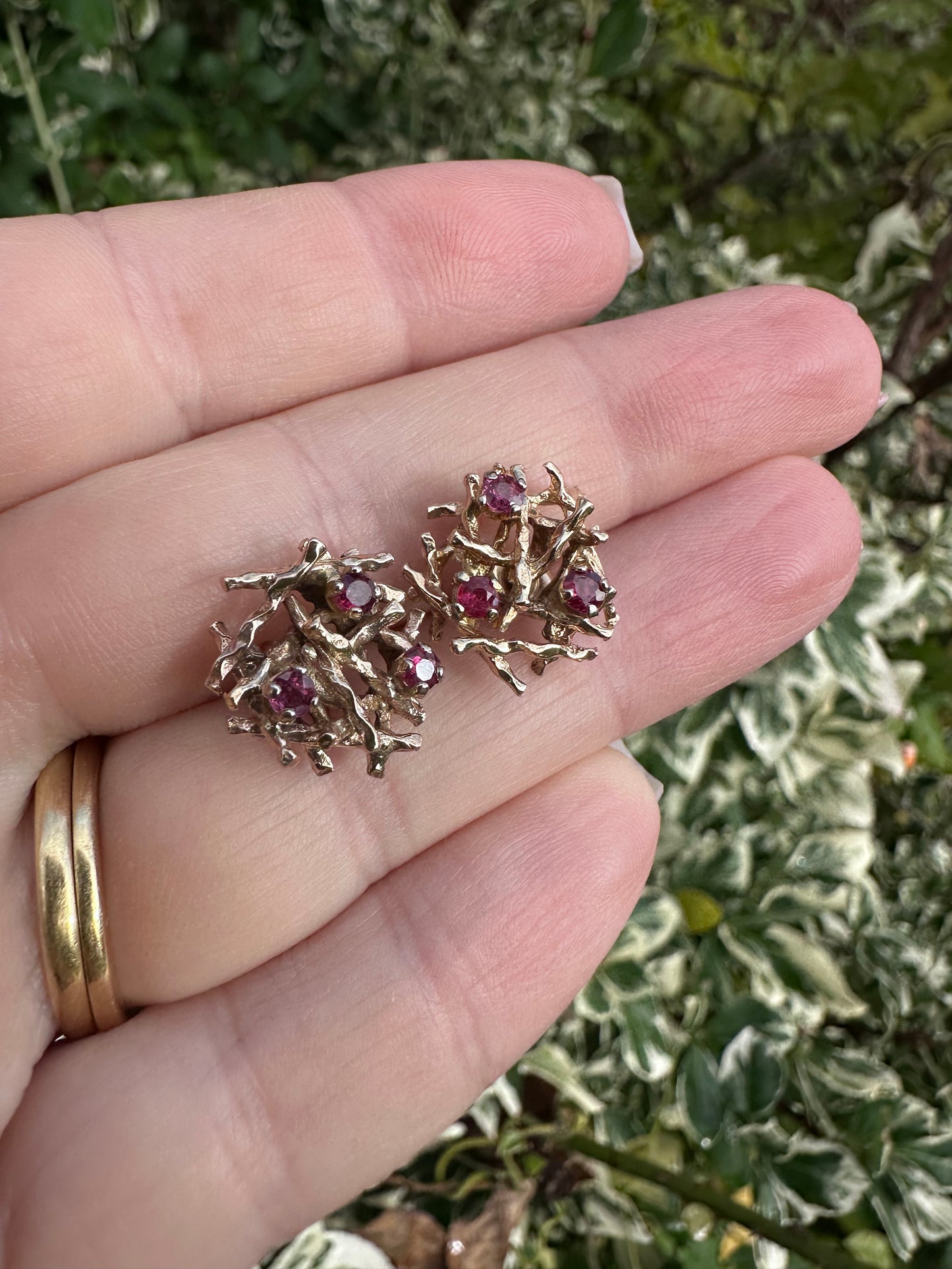 9ct gold large ruby nest earrings
