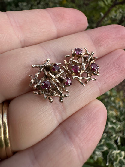 9ct gold large ruby nest earrings