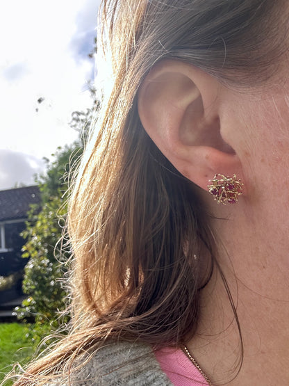 9ct gold large ruby nest earrings