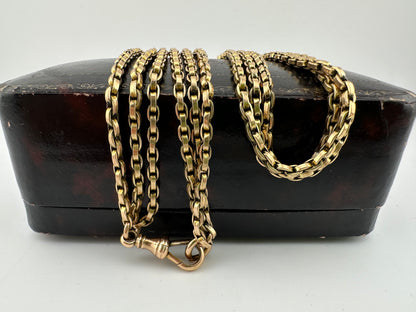 Antique 9ct Gold Triple Flat edged belcher chain with dog clip
