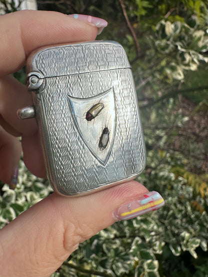 Antique Sterling Silver Shibayama Vesta Case