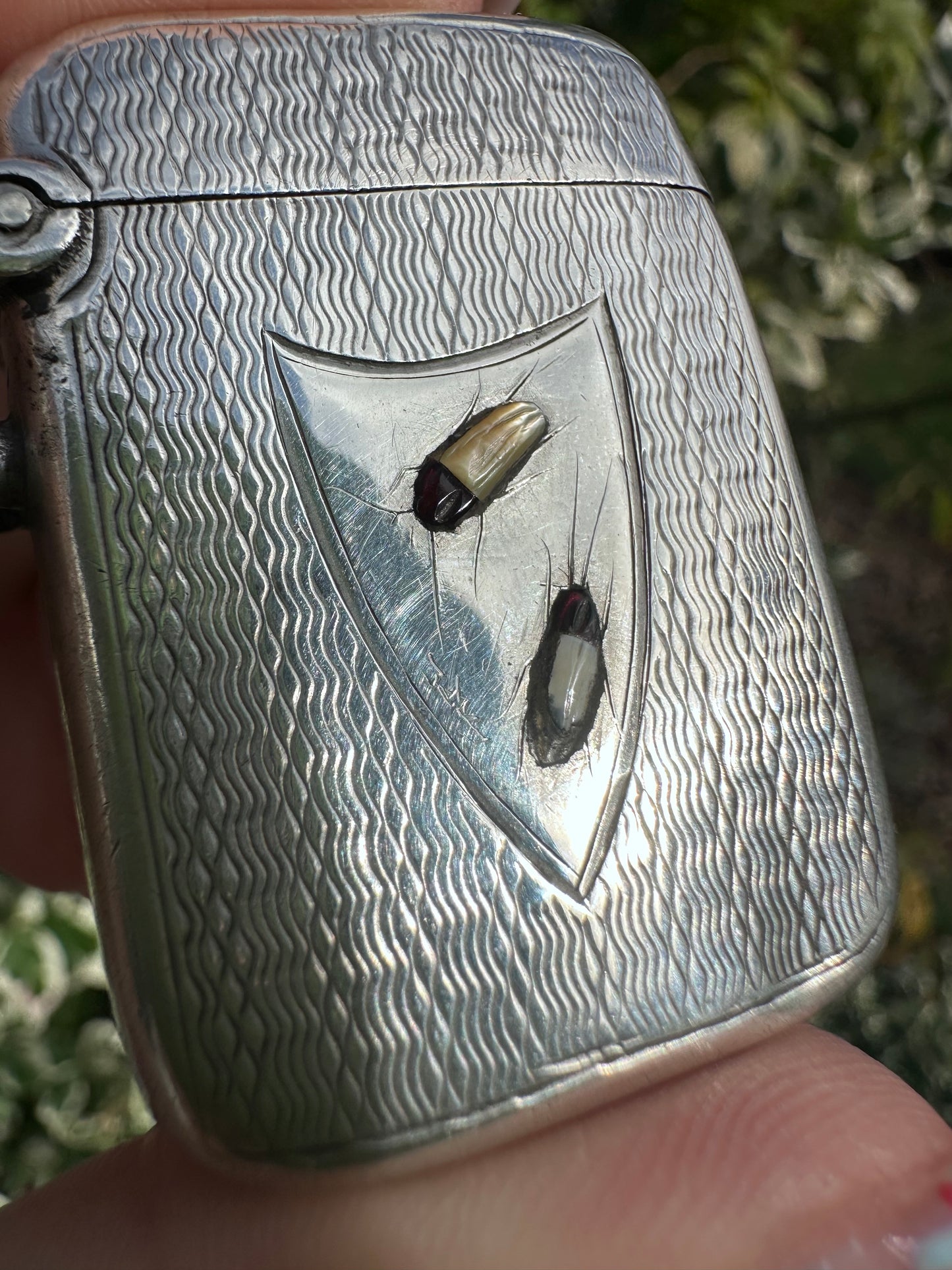 Antique Sterling Silver Shibayama Vesta Case